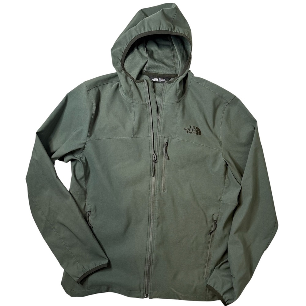The North Face Softshell Nimble Hoodie Wind Resistant Jacket Mens L Green